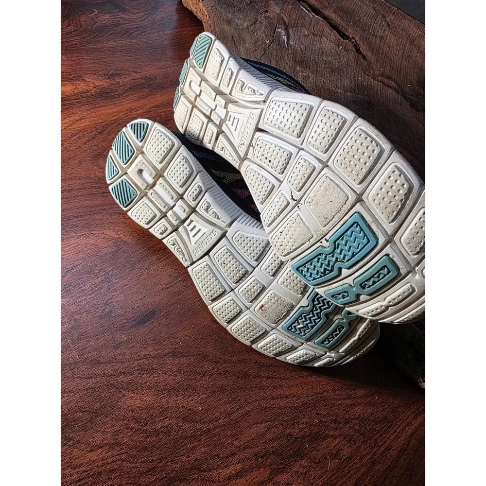 Skechers Athletic Flex Sole Sneakers Womens 7.5 Black Multi Lightweight 11885
